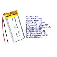 Baterai Lithium Polymer Ultra Tipis 1000mAh 3.7Volt Grade A 112045 Berkualitas Baik untuk Elektronik Konsumen yang Dapat Diisi Ulang