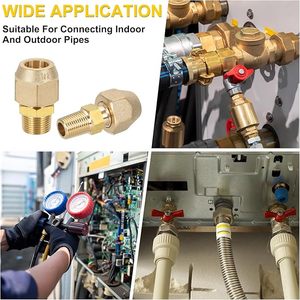 Adaptador de latón con rosca macho tipo abocardado SAE 1/8"-3/4" y acoplamiento de media unión macho BSPT/UNF <span class=keywords><strong>para</strong></span> sistemas de propano/<span class=keywords><strong>gas</strong></span>/refrigeración - Product Image 5