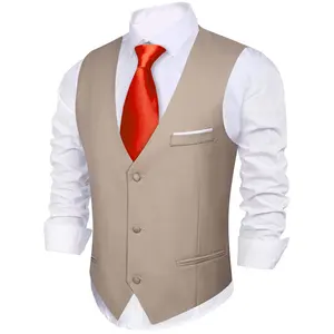 सबसे अच्छा गुणवत्ता औपचारिक सूट बनियान स्लिम फिट वि गर्दन 2 जेब शादी की पार्टी पोशाक वास्कट