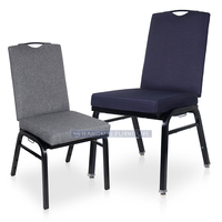 Chaise de banquet à dossier haut de style Hilton |   Siège rembourré gris |   Cadre en métal noir robuste pour hôtel/conférence