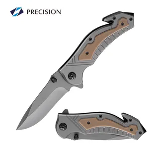 4.75 Inch G10 Handle Titanium Gray Drop Point Multi Function Tactical Pocket Knife Folding for Camping
