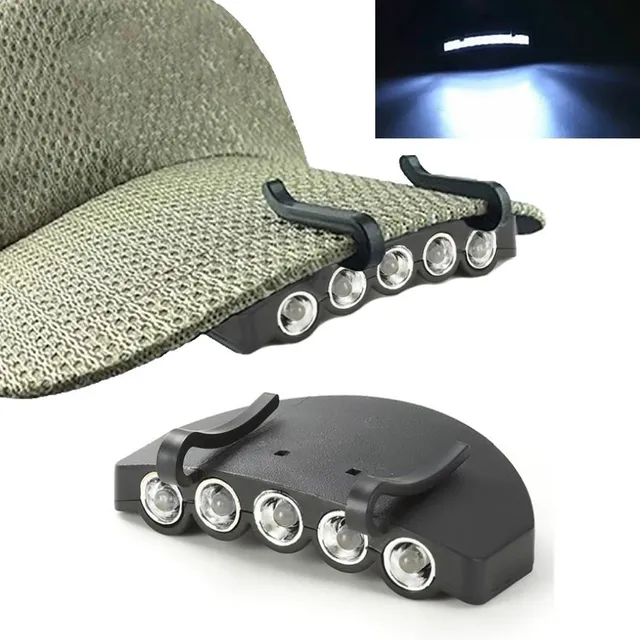Super Bright Portable 5-LED Adjustable Beam SOS Mode Night Fishing Camping Glow Cap Light Clip-On Headlamp with 8-16Hr Run Time