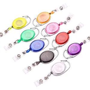 Colorful Holder Keyring Carabiner Lanyard Oval ID Cut Badge Reel