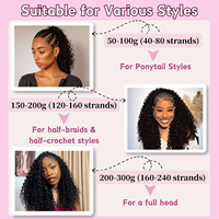 Rambut Manusia Vietnam 100% Virgin Berkualitas Tinggi Grade 12A Keriting Dalam # Ekstensi Rambut Crochet Hitam Alami 1B