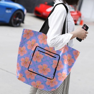 Aloha Hibiscus <b>Foldable</b> Polyester Large Shoulder Flower Outdoor Travel Grocery Shopping Tote <b>Bag</b> for Advertising & Daily Use - Product Image 6