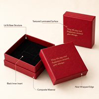 Boîte d'emballage de bijoux personnalisée en gros avec logo pour bague, boucles d'oreilles, collier, bracelet, boîte cadeau rouge avec couvercle