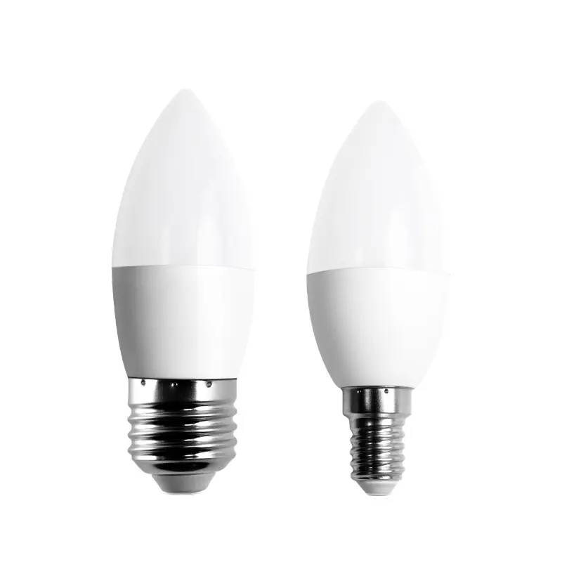 Plastic Candle C37 3W 5W 6W 7W Home Lighting Candle Lamp E27 E14 B22 Warm White LED Candle Bulb