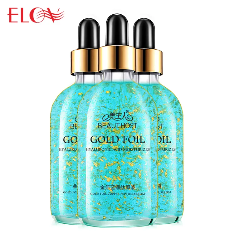 24k High Quality Hyaluronic Acid Moisturizer Blue Copper Peptide 24K Gold Foil Face Serum For Anti Aging Deep Nourishing