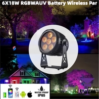 Projecteur de scène DJ 6x18W RGBAW+UV sans fil Wi-Fi, éclairage d'ambiance DMX512 étanche avec batterie 7500mAh, projecteur LED Par pour fêtes, parcs, mariages et événements