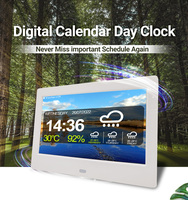 Horloge numérique WiFi avec affichage météo, variation d'intensité lumineuse automatique, lecture vidéo, 5 alarmes, télécommande, écran acrylique 10 pouces