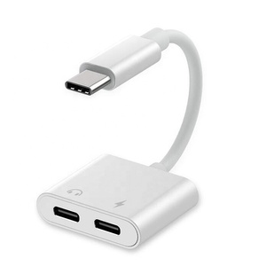 Di alta Qualità 2 in 1 Dual Tipo C <span class=keywords><strong>Adattatore</strong></span> del Divisore Della Cuffia <span class=keywords><strong>Jack</strong></span> <span class=keywords><strong>USB</strong></span> <span class=keywords><strong>Adattatore</strong></span> C - Product Image 1