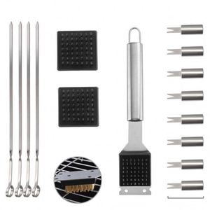 Juego de Herramientas para Barbacoa de Acero Inoxidable con Mango Largo, Termómetro para Acampar al Aire Libre, Estuche y Accesorios para Parrilla - Product Image 6