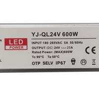 Fuente de Alimentación Conmutada para Exteriores de Aluminio Impermeable IP67 de 600 W, Transformador de Corriente Constante CA-CC de 12 V 24 V para Tira de LED de Luz de Inundación
