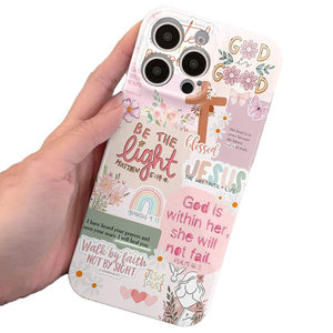 Coque de téléphone portable rigide en PC avec motif fleur rose et croix, impression photo, pour iPhone 8 X Xr Xs 11 12 13 14 15 16 17 Pro Max - Product Image 5