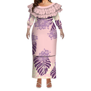 Хит продаж, двухслойное платье большого размера с оборкой и длинным рукавом, на заказ, платье из 2 предметов для Самоа, для островного мира - Product Image 3