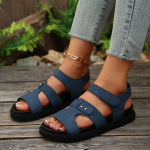 Sandalias de Plataforma Casuales de Verano para Mujer, Tallas Grandes, Estilo Europeo Americano, con Velcro, Suela Gruesa, Color Sólido, Venta al Por Mayor - Product Image 5