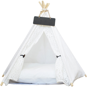 Pet Teepee <strong>Dog</strong> Canvas Cat <strong>Bed</strong> Portable <strong>Dog</strong> Teepee Tents Washable Pet Houses - Product Image 3