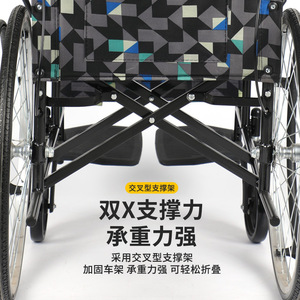 Fauteuil roulant manuel pliable en acier haute teneur en carbone, léger, pour usage domestique, personnes âgées, mobilité extérieure - Product Image 2