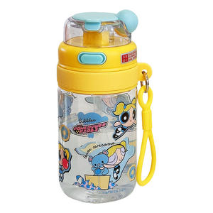 Bouteille d'eau en plastique Powerpuff Girls pour enfants 525 ml avec paille et poignée pour l'école Printemps 2025 - Product Image 1