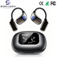 Écouteurs sans fil sportifs JM16 avec écran tactile couleur LCD, audio Hifi, conception OWS à crochet d'oreille et fonction de réveil à l'écran