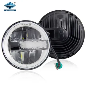 Sistema de iluminação automática, farol automotivo redondo ip68 12v 7 polegadas, led, para carro, jeep