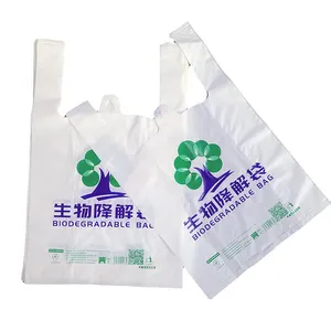 Bolsa Biodegradable personalizable para supermercado, chaleco de compras de plástico, bolsa de plástico para camisetas
