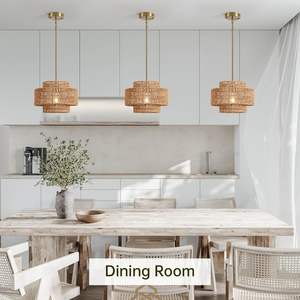 Lámpara Colgante de <span class=keywords><strong>Cuerda</strong></span> Tejida a Mano Multicapa, Estilo Bohemio Minimalista, Redonda, Altura Ajustable, Superventas - Product Image 3