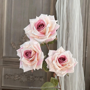 Wholesale Hot Sale 3 Heads Rose Ivory White Artificial Rose 9 Diameter Rose Home Interior Decoration Flower - Product Image 2