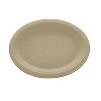 10 assiettes ovales jetables en bagasse de canne à sucre de 12,5 pouces pour les fêtes, compostables, utilisables au micro-ondes et au congélateur