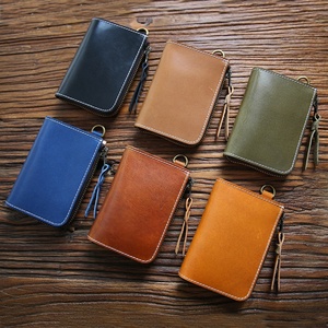 Luxury Unisex Zipper <b>Pocket</b> Genuine RFID Short Vintage Vegetable Tanned Zipper Wallet with Unisex Style - Product Image 4