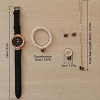 Coffret Cadeau Montre et Bijoux pour Femme avec Perles Papillon Modèle W3439 pour Mère ou Petite Amie - Nouveauté Explosive pour le Commerce International
