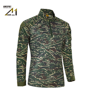 Aonesport Men's Camo Half Zip <b>Shirt</b> Long Sleeve Knitted Quick Dry Breathable Tactical Outdoor Hiking <b>100</b>% <b>Polyester</b> - Product Image 3