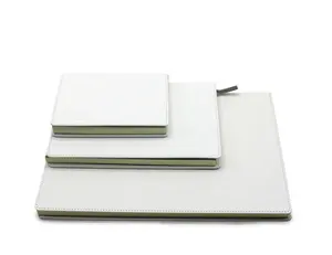 White Pu Leather Custom Size Adhesive Notebook Lined Blank Pages Sublimation Heat Transfer Cover UV Printing Agenda Printing