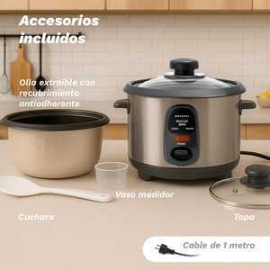 Cuociriso Grunkel 0.6L 300W in Acciaio Inossidabile con Funzione Mantenimento Calore - Product Image 3