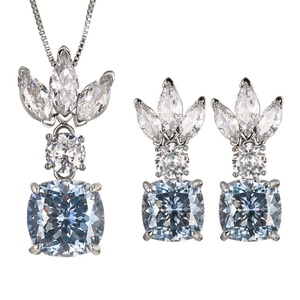 Vintage 12*12-10*10mm Dried Rose Flower Designer Cubic Zirconia Eco-friendly Copper Jewelry Necklace and <b>Earrings</b> Set - Product Image 1