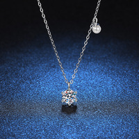 Collier classique en moissanite à six griffes pour femme, élégant, chaîne croisée de luxe léger en argent 925