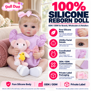 Poupée Duo personnalisée de 18 pouces, poupée reborn en silicone pleine longueur, blonde, avec barboteuse rayée lilas, cadeau de Noël pour enfants - Product Image 1