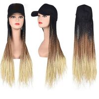 Peluca Julianna Larga de 24 Pulgadas con Trenzas Box Braids de Fibra Sintética Arcoíris Resistente al Calor, 180% de Densidad, con Gorra de Béisbol Transparente