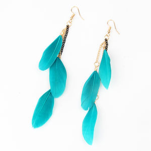 <span class=keywords><strong>Orecchini</strong></span> Lunghi Trendy in Stile Hip-Hop con Charm in Lega e Piume per Donne, Design Bohémien Fluido e Delicato, Vendita Transfrontaliera - Product Image 6