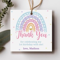 Étiquette de remerciement d'anniversaire arc-en-ciel étiquette cadeau de fête arc-en-ciel Pastel étiquette de faveur arc-en-ciel étiquettes imprimables modifiables d'anniversaire