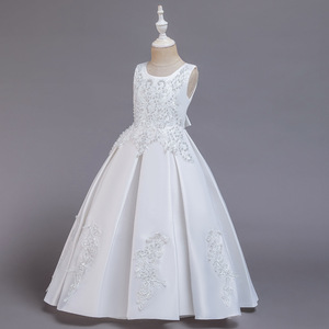 Robe de soirée longue pour fille, élégante, brodée de perles, sans manches, en satin, pour mariage, événement, bal, princesse, vente en gros - Product Image 4