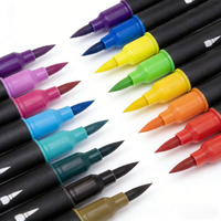 Marqueurs double pointe en gros (12/24 couleurs) – Kits de stylos aquarelles économiques – Marqueurs double embout pour le dessin et la calligraphie