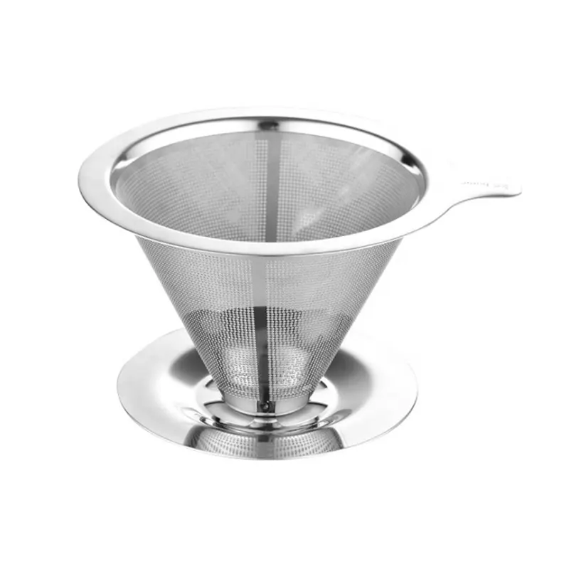 Creativo per la preparazione a mano caffè in acciaio inossidabile doppio strato imbuto filtro antigoccia per caffè casa tazza filtro per la perdita di tè