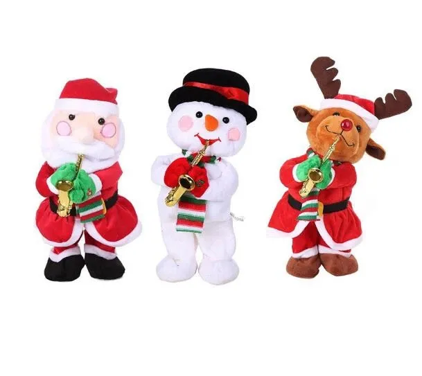 3 вида стилей Рождественская дует саксофоны плюшевые игрушки милый свет танцы Санта Клаус украшения