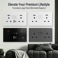 Enchufe Doble Estándar del Reino Unido de 13A con Interruptor, 2 Tomas BS de 13A con Indicador de Neón, Panel de PC Blanco, Negro, Gris, Enchufe de Pared con USB Tipo C