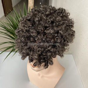 Sistema de Reemplazo Capilar Prostético con Base Mono Fina de Cabello Humano Remy Indio <span class=keywords><strong>para</strong></span> <span class=keywords><strong>Hombres</strong></span>, Peluca Marrón/Gris, Estilos Ondulados/Rizados, Tupé <span class=keywords><strong>para</strong></span> <span class=keywords><strong>Hombres</strong></span> - Product Image 2