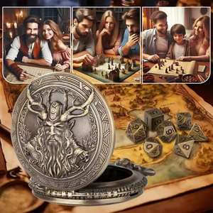 Nuevo reloj de bolsillo orco estereoscópico, carcasa de juego de rol, caja colgante de dados, caja de dados de Metal DND con juego de dados de 7 piezas - Product Image 6