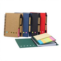 Carnet à spirales A6 en kraft, stylo, bloc-notes adhésif PET, ensemble de carnets de notes, bureau, entreprise, logo personnalisé, vente en gros