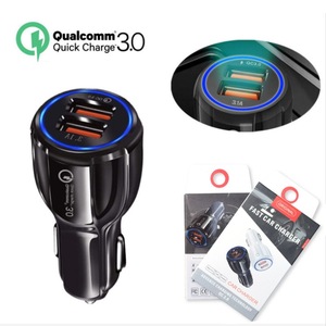 Chargeur de voiture QC3.0 à charge rapide 18W avec double port USB pour téléphone portable, adaptateur allume-cigare 12-24V - Product Image 1