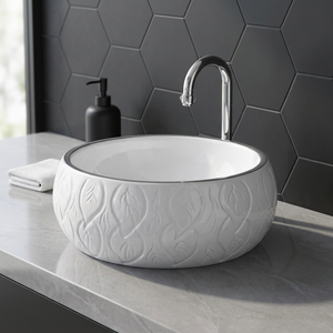 Articles sanitaires en céramique de qualité pour l'exportation Lavabo de table imprimé dans une nouvelle couleur et un nouveau design de l'Inde au meilleur prix - Product Image 2